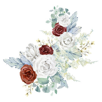 Watercolor Winter Floral Bouquets Red And White Rose Golden Flower Pampas  Grass Winter Branch And Twigs Christmas Bouquets Wedding Card Greting Card  Baby Shower Stories Highlight Stock Illustration - Download Image Now 