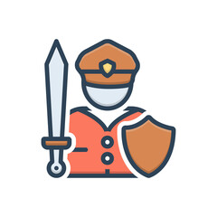 Color illustration icon for fighter