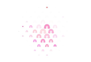 Light Pink vector background with rainbow symbols.