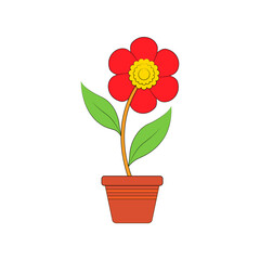red flower in a pot