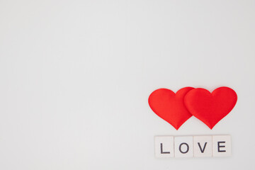 Valentines day red heart . Holidays card with copy space.