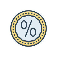 Color illustration icon for percentage