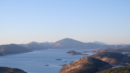 Fototapeta na wymiar Lake and island view from mountains