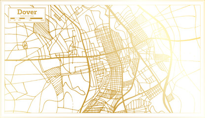 Dover Delaware USA City Map in Retro Style in Golden Color. Outline Map.