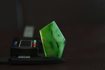 Green jade in the gemstone clip