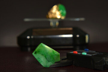 Green jade in the gemstone clip