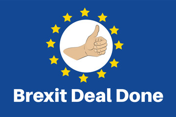 Brexit EU Deal Done with thumbs up - Vector Illustration on a white background
