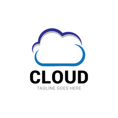 cloud blue simple internet technology logo icon vector template.