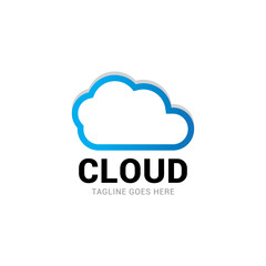 cloud blue simple internet technology logo icon vector template.