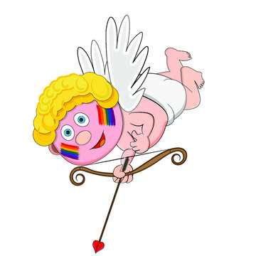 Vector image of Cupid with painted face