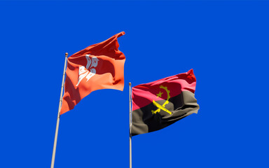 Flags of Hong Kong HK and Angola.