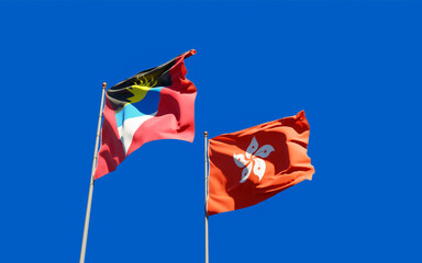 Flags of Hong Kong HK and Antigua and Barbuda.