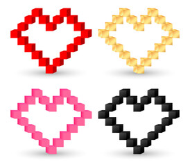 Fototapeta premium Heart icons, set geometric symbols for Valentines Day, graphic design template, vector illustration