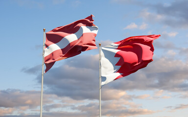 Flags of Latvia and Bahrain.