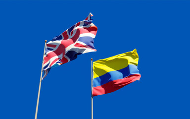 Flags of UK British and Colombia.