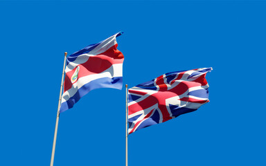 Fototapeta premium Flags of UK British and Costa Rica.