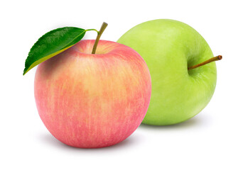 red and green apples isolated on white