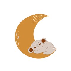 Vector illustration of a cute koala on a cloud.For the design of T-shirts, mugs