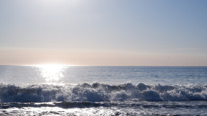 Pacific Ocean waves and sunlights