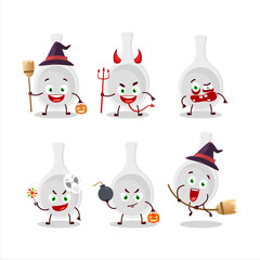 Halloween expression emoticons with cartoon character of plastic spoon