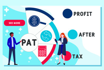 Vector website design template . PAT  - profit after tax acronym. business concept background. illustration for website banner, marketing materials, business presentation, online advertising. 