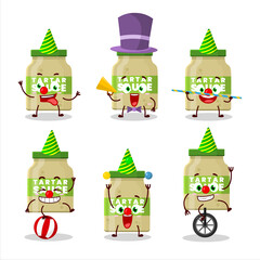 Cartoon character of tartar sauce with various circus shows