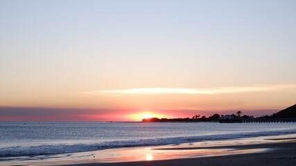 Sunset and oceans in Malibu Beach