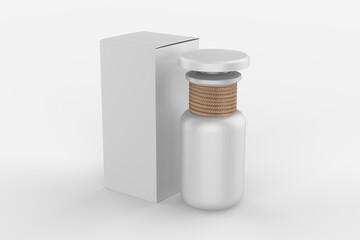 Matte Ceramic Bottle Mockup - protein, vitamins, bcaa, tablets. Photo-realistic packaging mockup template with sample design. 3d illustration.