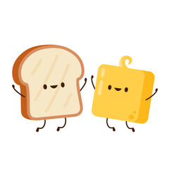 Bread and Butter character design. bread vector.