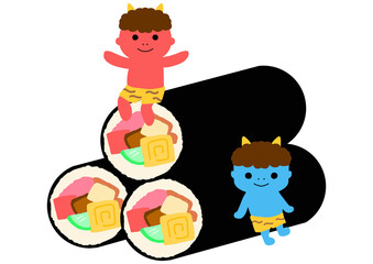 節分　鬼　恵方巻　アイコン　挿絵