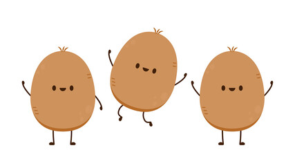 Potato character design in vector on white background.