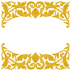 Gold Frame and Border with baroque style. Ornament elements for your design. Black and white color. Floral engraving decoration for postcards or invitations for social media.