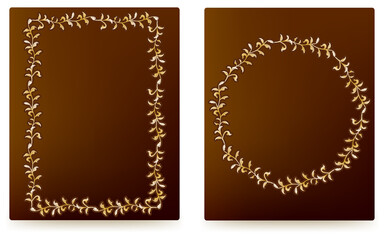 フレーム素材、手描きのナチュラルなリーフフレーム