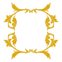 Gold Frame and Border with baroque style. Ornament elements for your design. Black and white color. Floral engraving decoration for postcards or invitations for social media.