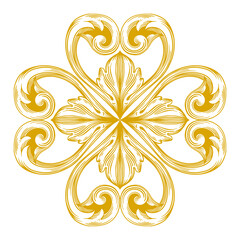 Gold Frame and Border with baroque style. Ornament elements for your design. Black and white color. Floral engraving decoration for postcards or invitations for social media.