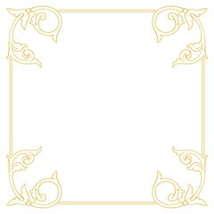 Gold Frame and Border with baroque style. Ornament elements for your design. Black and white color. Floral engraving decoration for postcards or invitations for social media.