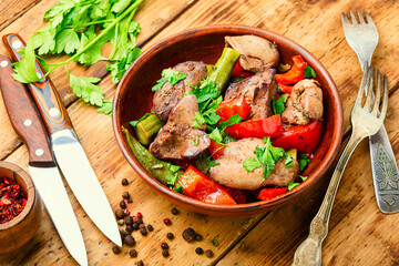 Vegetable and liver salad.