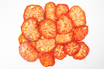 dried tomato slices on a plate. Vitamin vegetable food