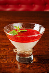 panna cotta with fresh strawberries