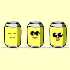 set of cute soda can emoji vector illustration