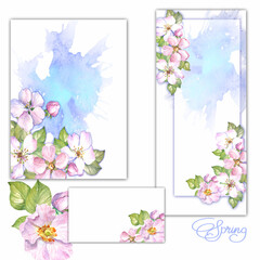 set of spring banners with flowers