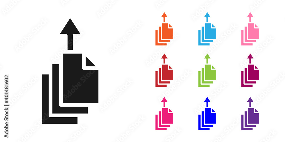 Poster black data export icon isolated on white background. set icons colorful. vector.