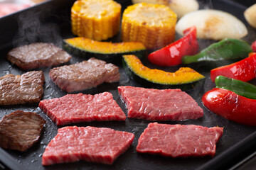 ホットプレートで焼肉