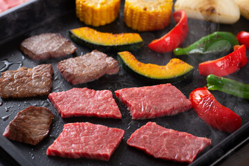 ホットプレートで焼肉