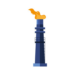 oil chimney on fire isolated icon