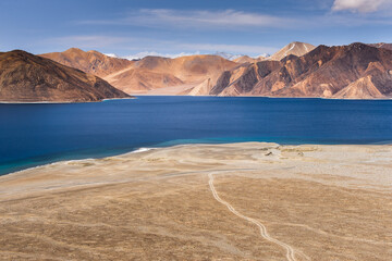 lake and mountains, pangong lake