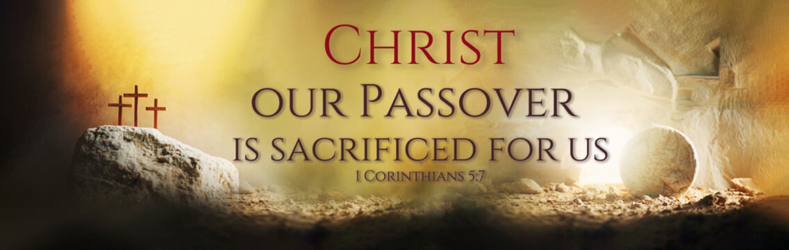 Jesus life chronology. Christian Easter concept. Born to Die, Born to Rise. Three crosses and empty tomb background. Jesus reason for season. Salvation, Messiah, Emmanuel, God with us.