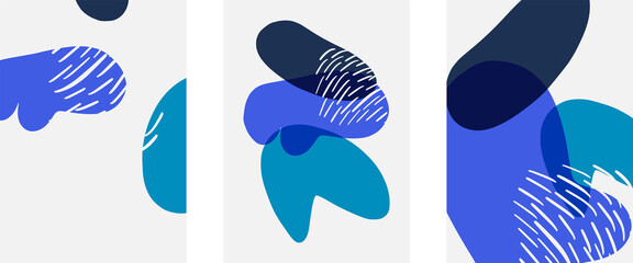 Hand drawn doodle shapes, wall art painting style, vector abstract background templates. A4 poster design or for covers, banners, flyers