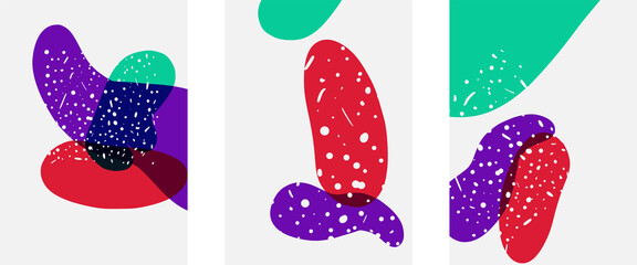 Hand drawn doodle shapes, wall art painting style, vector abstract background templates. A4 poster design or for covers, banners, flyers