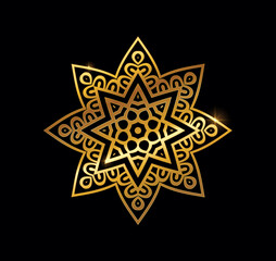 Golden Mandala Vector Sign